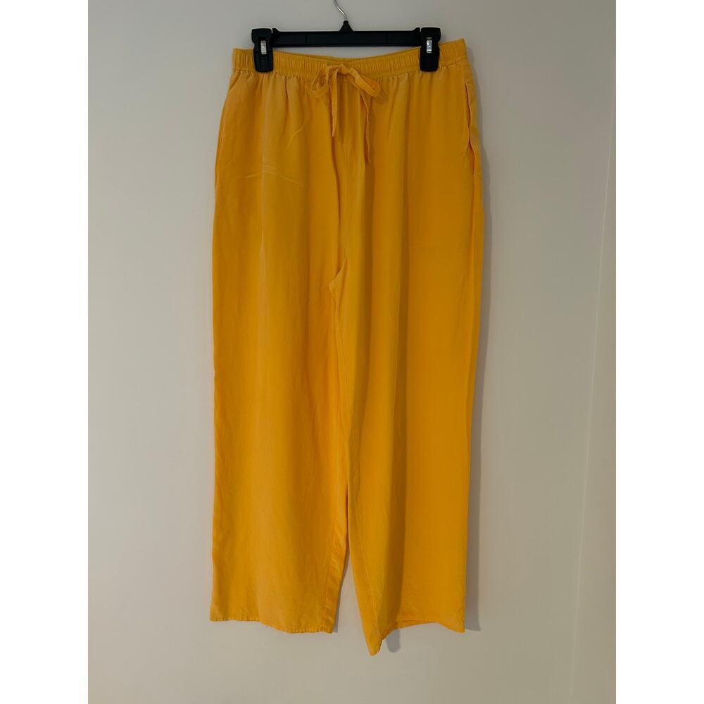 VTG Exclusive Anglia London Paris New York 100% Silk Wide Leg Yellow Pant Summer